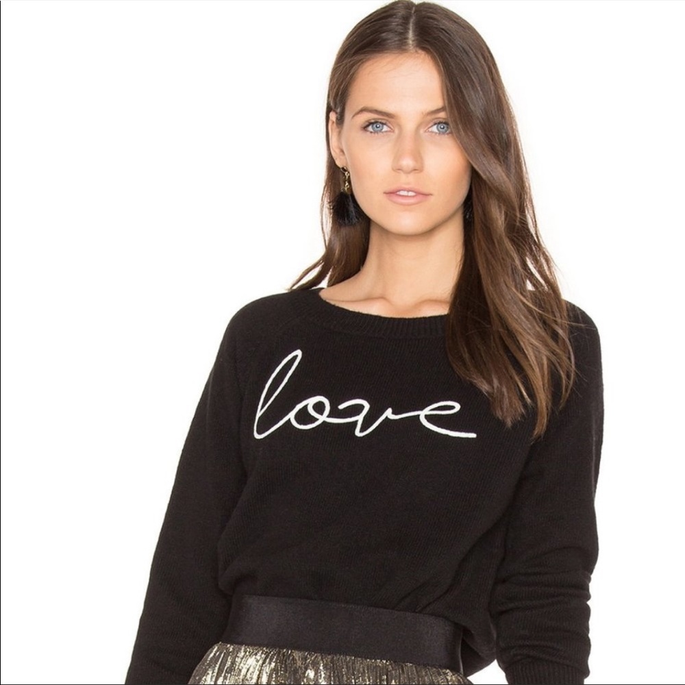 Rebecca Minkoff Black Sweater with White "love" Script